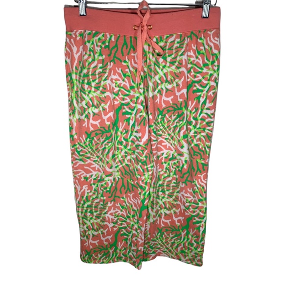 crown & ivy Pants - Crown & Ivy Beach Womens Pants Size Small Capri Pink Green Coral Elastic Waist